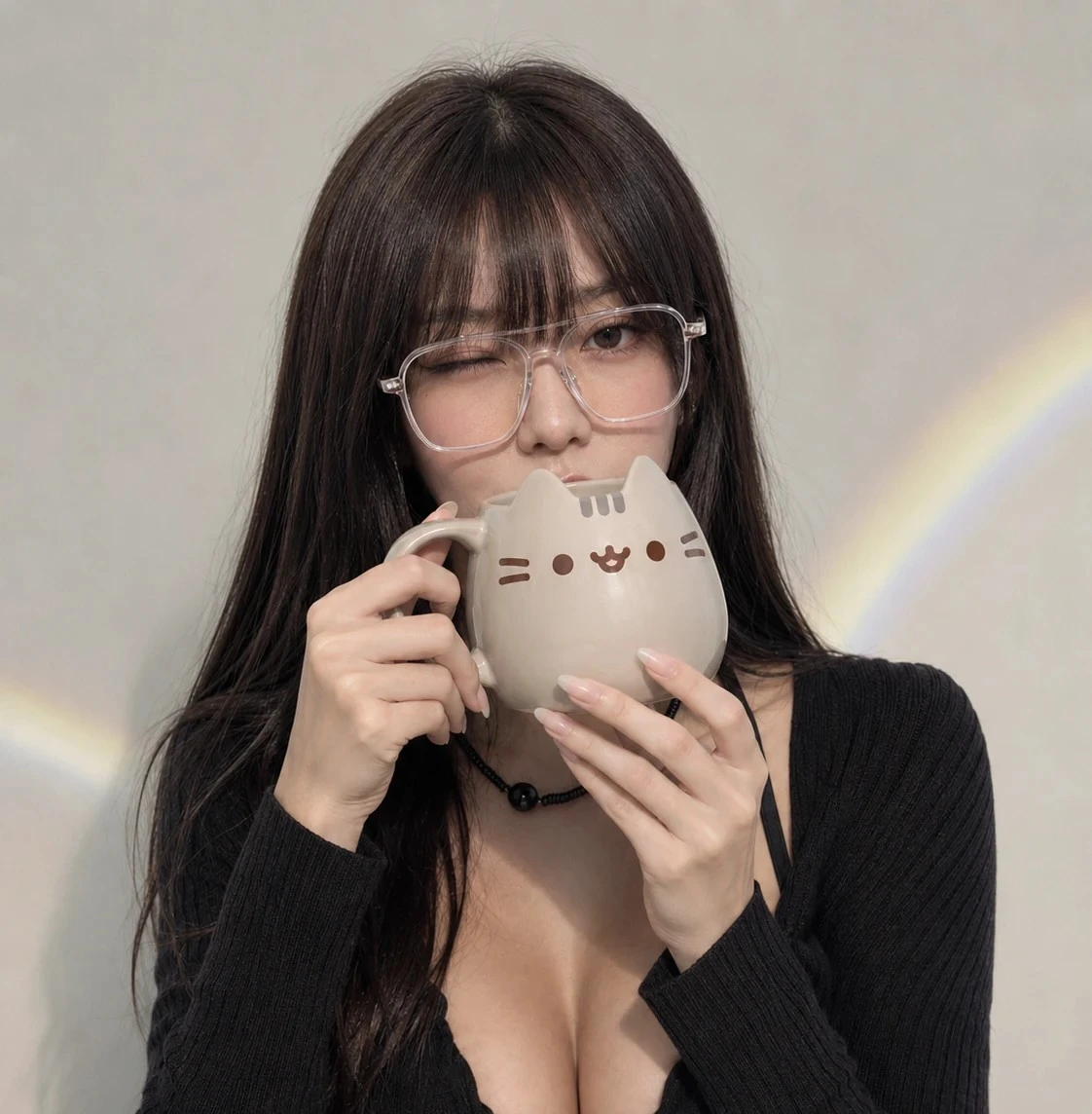 Pusheen Sculpted Mug held by Mei Lin