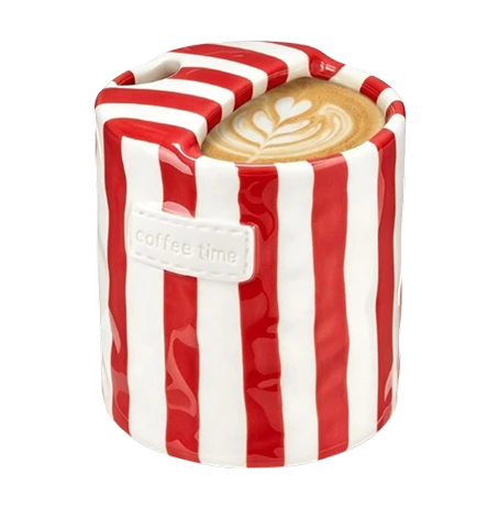 Red striped ceramic sip cup thumbnail